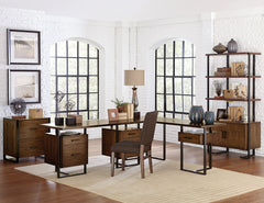 Sedley Walnut/Black Metal Bookcase - Ornate Home