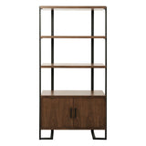 Sedley Walnut/Black Metal Bookcase - Ornate Home