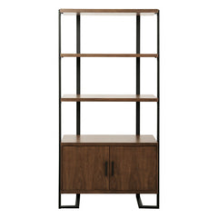 Sedley Walnut/Black Metal Bookcase - Ornate Home