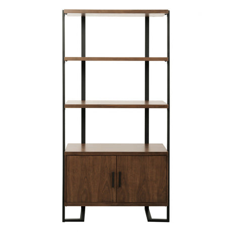Sedley Walnut/Black Metal Bookcase - Ornate Home