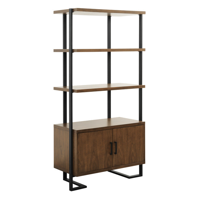 Sedley Walnut/Black Metal Bookcase - Ornate Home