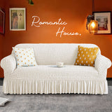 Seersucker Sofa Slipcover with Skirt Stretch Couch Slipcover Easy Fit Universal Furniture Protector - Ornate Home