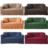 Seersucker Sofa Slipcover with Skirt Stretch Couch Slipcover Easy Fit Universal Furniture Protector - Ornate Home
