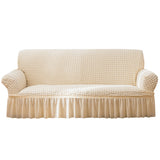 Seersucker Sofa Slipcover with Skirt Stretch Couch Slipcover Easy Fit Universal Furniture Protector - Ornate Home