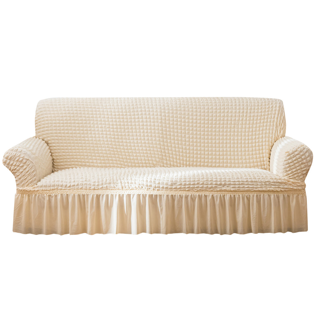 Seersucker Sofa Slipcover with Skirt Stretch Couch Slipcover Easy Fit Universal Furniture Protector - Ornate Home