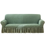 Seersucker Sofa Slipcover with Skirt Stretch Couch Slipcover Easy Fit Universal Furniture Protector - Ornate Home