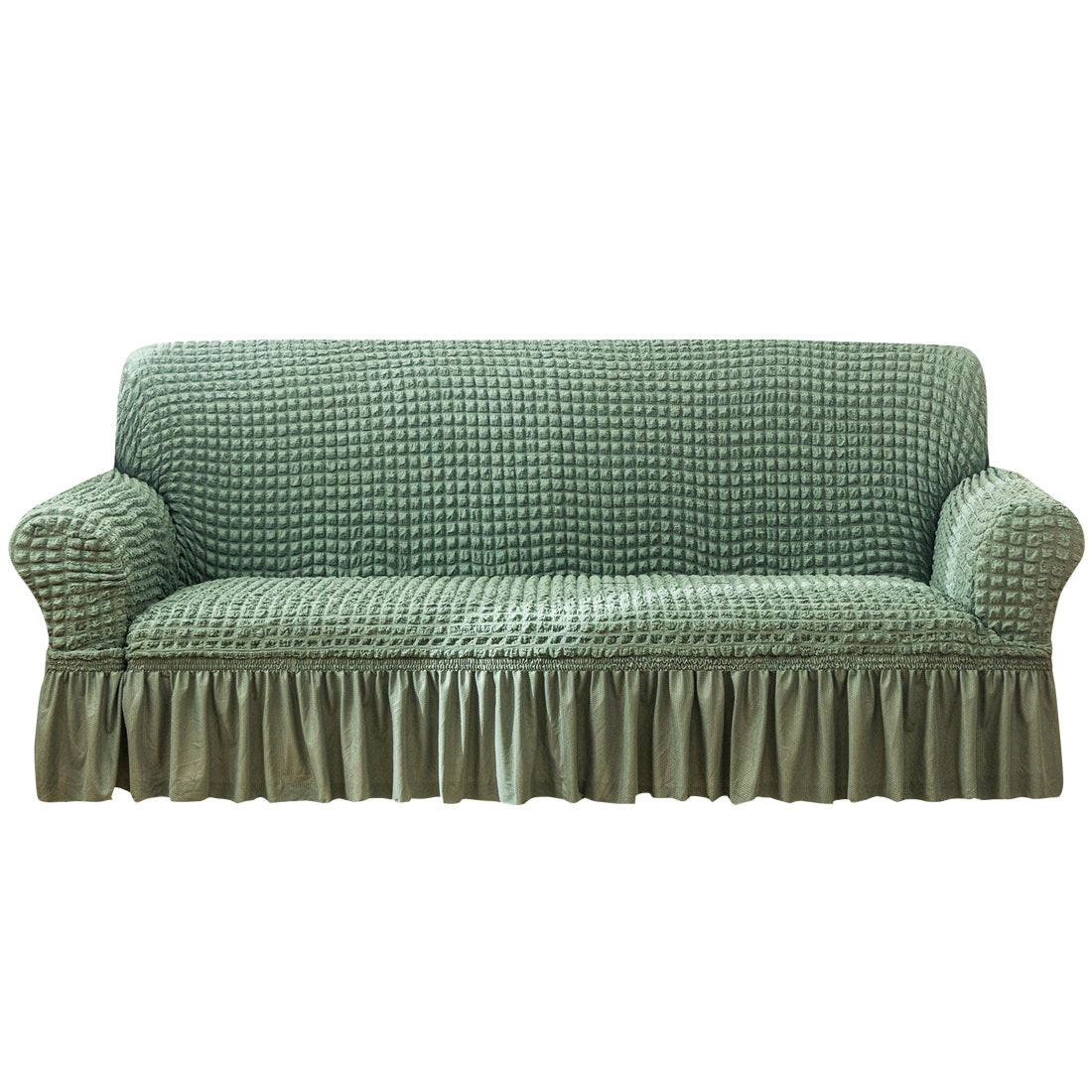 Seersucker Sofa Slipcover with Skirt Stretch Couch Slipcover Easy Fit Universal Furniture Protector - Ornate Home
