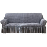Seersucker Sofa Slipcover with Skirt Stretch Couch Slipcover Easy Fit Universal Furniture Protector - Ornate Home