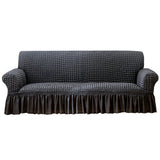 Seersucker Sofa Slipcover with Skirt Stretch Couch Slipcover Easy Fit Universal Furniture Protector - Ornate Home