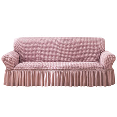 Seersucker Sofa Slipcover with Skirt Stretch Couch Slipcover Easy Fit Universal Furniture Protector - Ornate Home