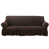 Seersucker Sofa Slipcover with Skirt Stretch Couch Slipcover Easy Fit Universal Furniture Protector - Ornate Home