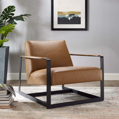 Seg Tan Vegan Leather Accent Chair - Ornate Home