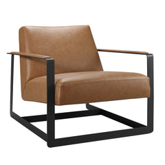 Seg Tan Vegan Leather Accent Chair - Ornate Home