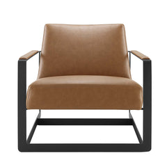 Seg Tan Vegan Leather Accent Chair - Ornate Home