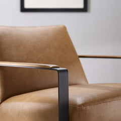 Seg Tan Vegan Leather Accent Chair - Ornate Home