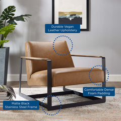 Seg Tan Vegan Leather Accent Chair - Ornate Home