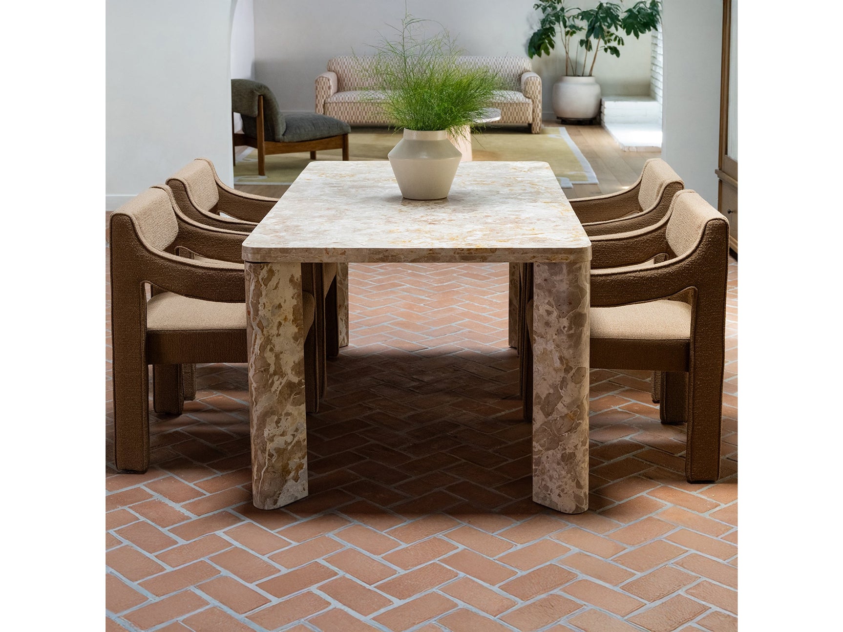 Segment Beige Panther Stone Dining Table - Ornate Home