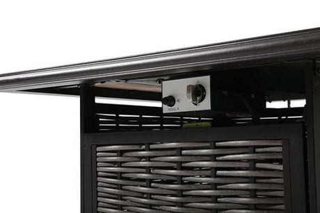 Segovia Black & Gray Outdoor Dining Set w/ Fire Pit / 5pc - Ornate Home