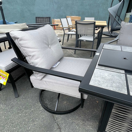 Segovia Black & Gray Swivel Chair (Set of 4) - Ornate Home