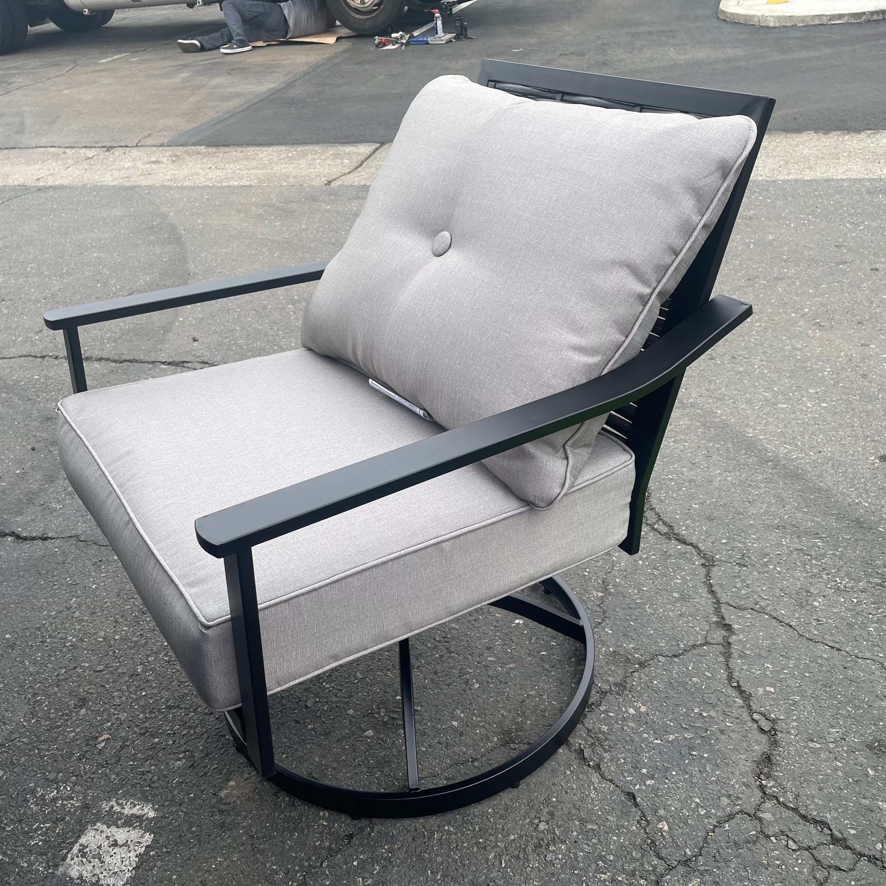 Segovia Black & Gray Swivel Chair (Set of 4) - Ornate Home