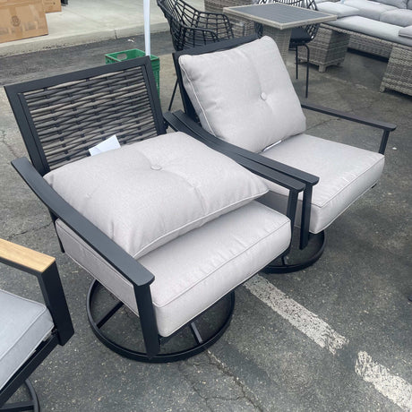 Segovia Black & Gray Swivel Chair (Set of 4) - Ornate Home