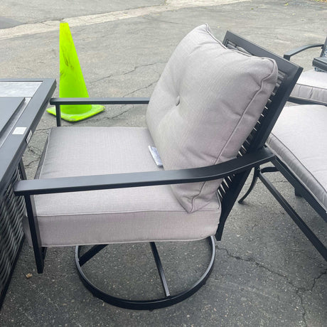 Segovia Black & Gray Swivel Chair (Set of 4) - Ornate Home