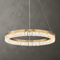 Segovia Brass Round Crystal LED Chandelier - Ornate Home