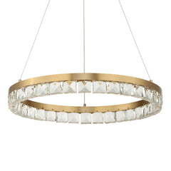 Segovia Brass Round Crystal LED Chandelier - Ornate Home
