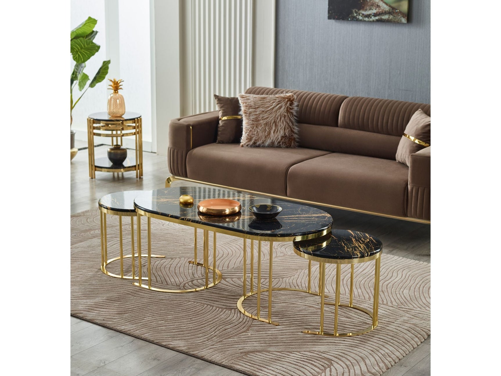 2 In 1 Black/Gold Coffee Table
