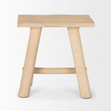 Sekou Light Brown Short Wooden Craftsman Stool