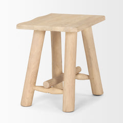 Sekou Light Brown Short Wooden Craftsman Stool - Ornate Home