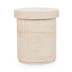 Selah Capri Limestone Outdoor Accent Table - Ornate Home