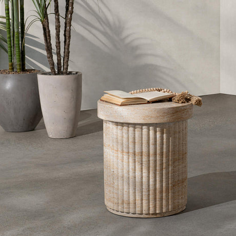 Selah Capri Limestone Outdoor Accent Table - Ornate Home