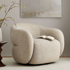 Selby Linen Textured Woven Fabric Swivel Accent Chair - Ornate Home