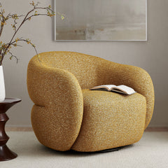 Selby Mustard Textured Woven Fabric Swivel Accent Chair - Ornate Home