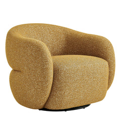 Selby Mustard Textured Woven Fabric Swivel Accent Chair - Ornate Home