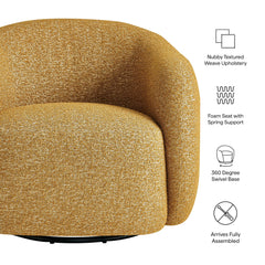 Selby Mustard Textured Woven Fabric Swivel Accent Chair - Ornate Home