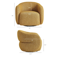 Selby Mustard Textured Woven Fabric Swivel Accent Chair - Ornate Home