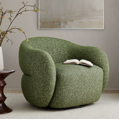 Selby Olive Textured Woven Fabric Swivel Accent Chair - Ornate Home