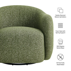Selby Olive Textured Woven Fabric Swivel Accent Chair - Ornate Home