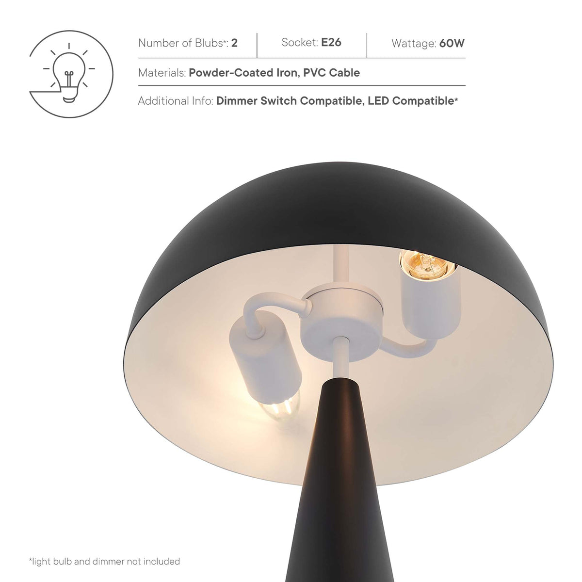 Selena Black Metal Table Lamp - Ornate Home