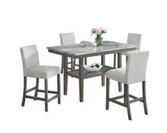 Selena Gray 60" 5-Piece Rectangular Counter Height Dining Set - Ornate Home