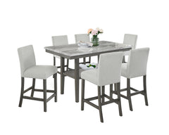 Selena Gray 60" 7-Piece Counter Height Dining Set - Ornate Home