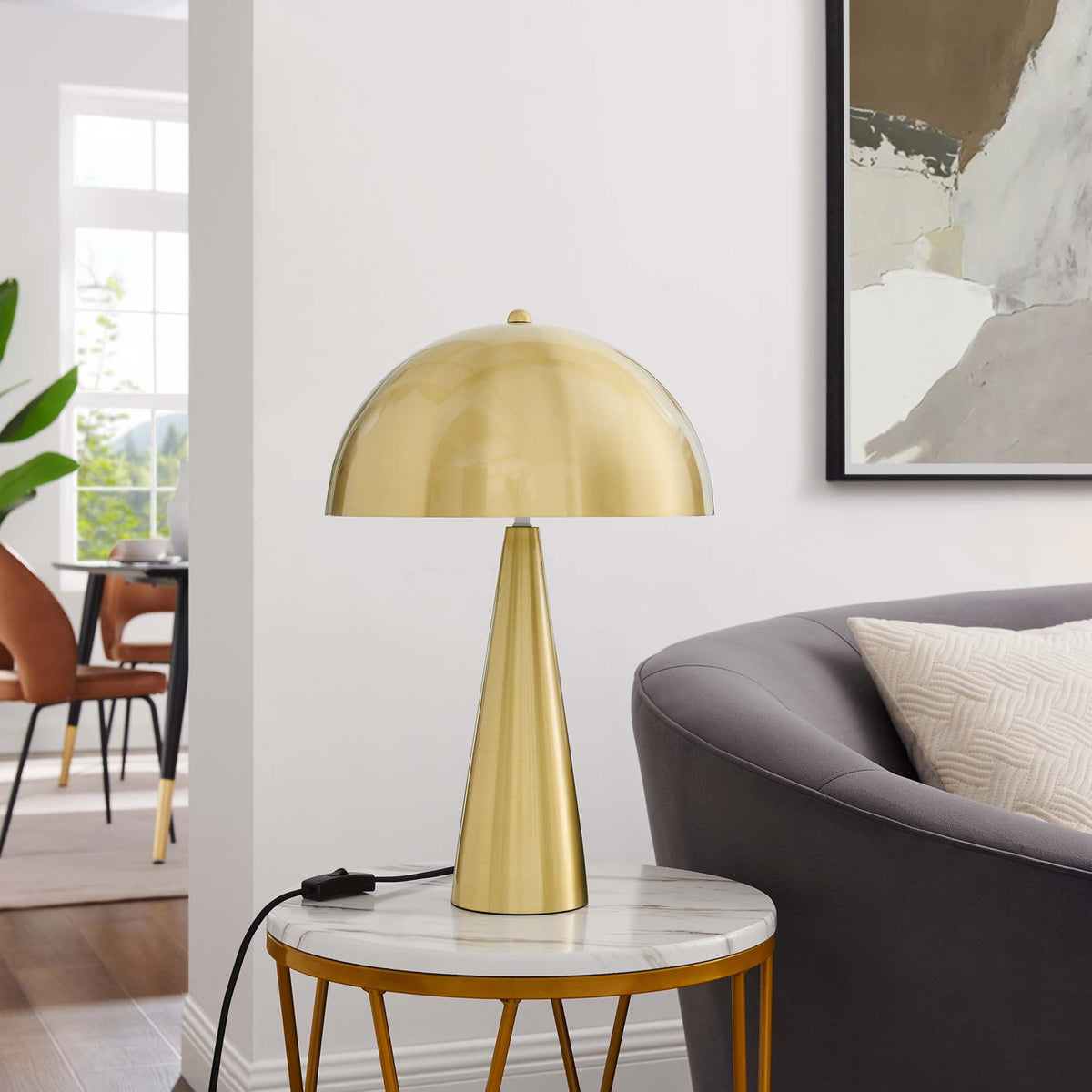 Selena Satin Brass Metal Table Lamp - Ornate Home
