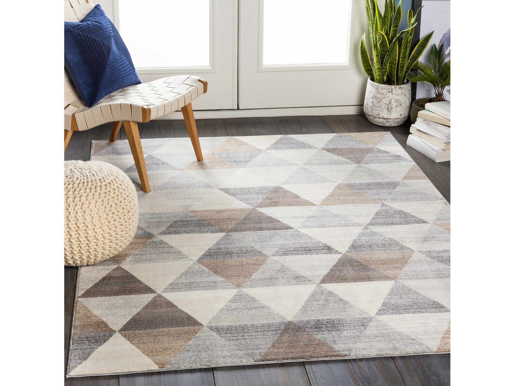 Sells Gray&Brown Triangles Area Carpet - Ornate Home
