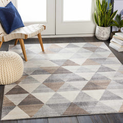 Sells Gray&Brown Triangles Area Carpet - Ornate Home