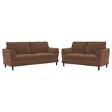Selma Rust 2-piece Velvet Upholstered Crescent Arm Sofa Set - Ornate Home