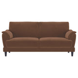 Selma Rust 2-piece Velvet Upholstered Crescent Arm Sofa Set - Ornate Home