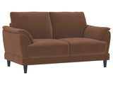 Selma Rust Velvet Upholstered Crescent Arm Loveseat - Ornate Home