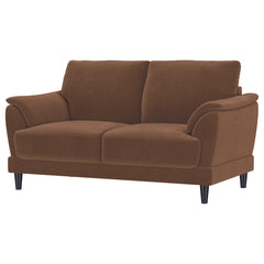 Selma Rust Velvet Upholstered Crescent Arm Loveseat - Ornate Home